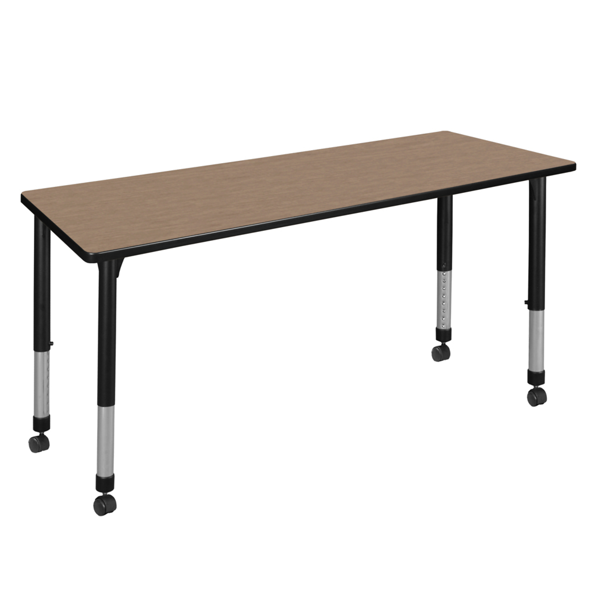 Regency Kee Mobile Classroom Activity Table — 60in. x 30in., Height Adjustable, Noble Oak Top, Black Base, Model# MT6030NOAPCBK